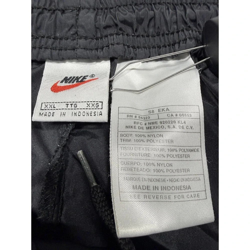 VTG‎ Nike Pants Mens 2XL Black Woven Track Snap Leg Side Stripe Warm Up Athletic